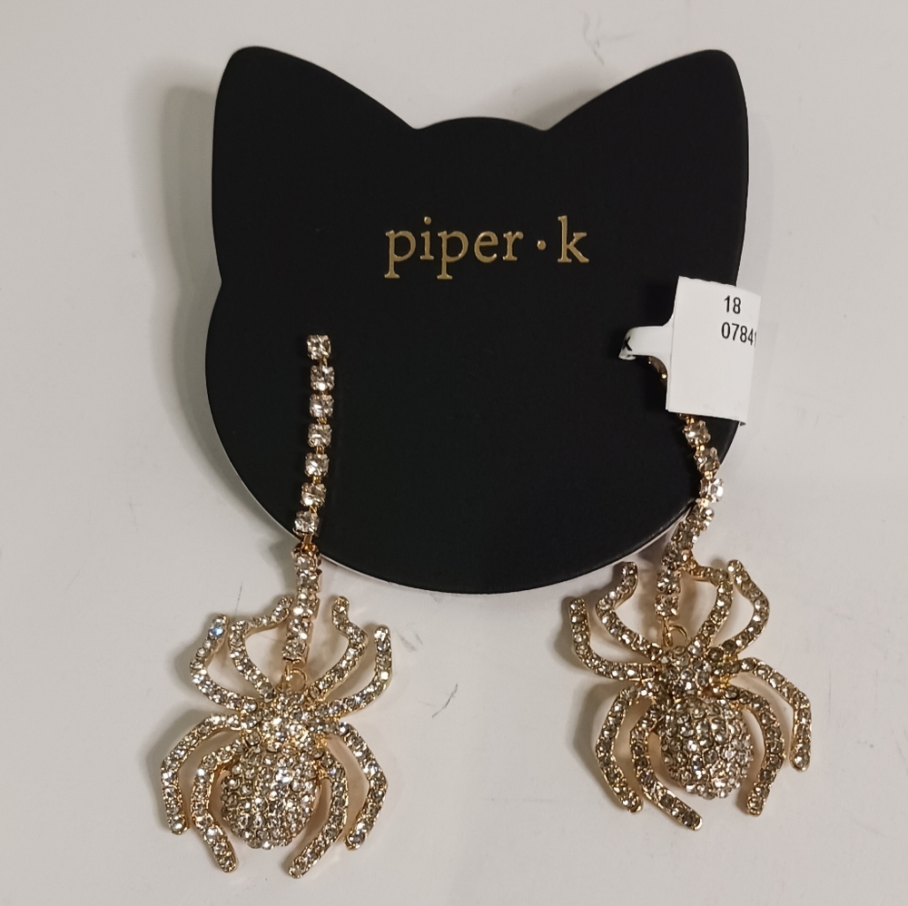 Sparkly dangly spider earrings